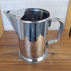 Stainless Steel Water Pitcher Restaurant Style 7" Tall Ice Blocker Vintage 2 QT